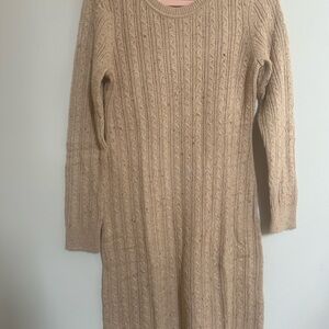 Talbots Beige Cable Knit Sweater Dress in size M. NWT